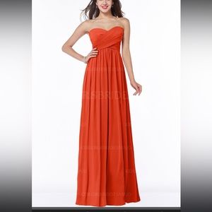 Chiffon Strapless Sweetheart Evening Gown (Rust/Persimmon)